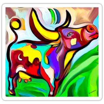 Cow of Colours No.2, - Sticker size S (10 x 10 cm) - white matte - Front