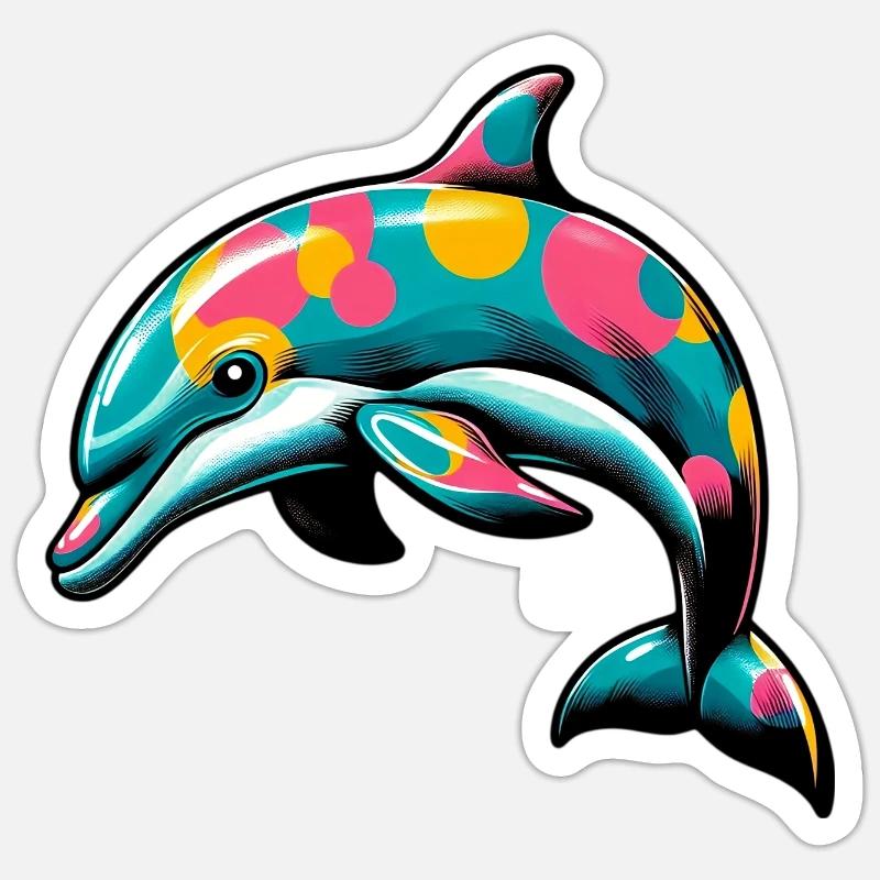 Delfin - Sticker Größe S (10 x 10 cm) - Mattweiß