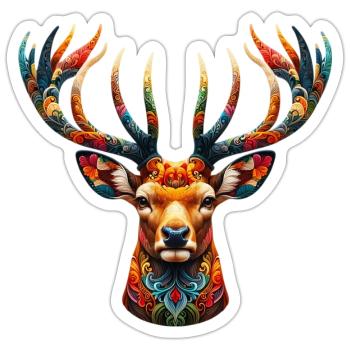 Deer - Sticker size S (10 x 10 cm) - white matte - Front