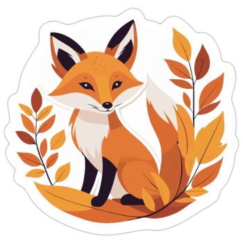 Fox in Autumn #6 - Sticker size S (10 x 10 cm) - white matte - Front
