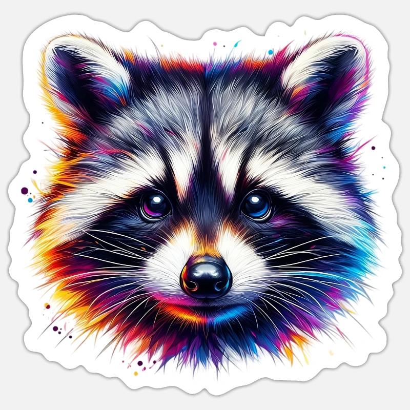 Raton laveur - Sticker taille S (10 x 10 cm) - blanc mat