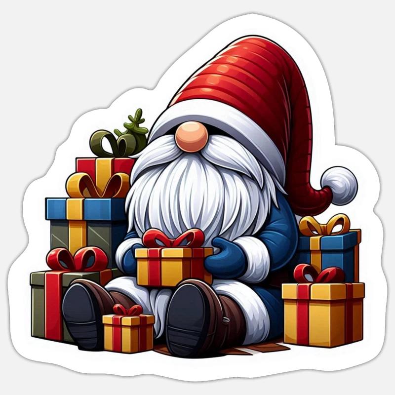lutin de noël - Sticker taille S (10 x 10 cm) - blanc mat