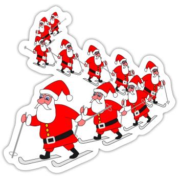 Weihnachten Weihnachtsmann Parade - Sticker Größe S (10 x 10 cm) - Mattweiß - Vorne