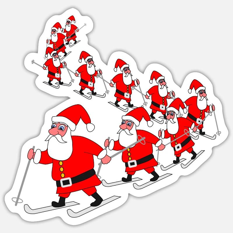 Défilé du Père Noël - Sticker taille S (10 x 10 cm) - blanc mat