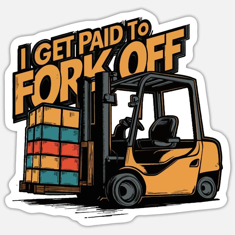 Fürs Gabeln bezahlt werden - Sticker Größe S (10 x 10 cm) - Mattweiß