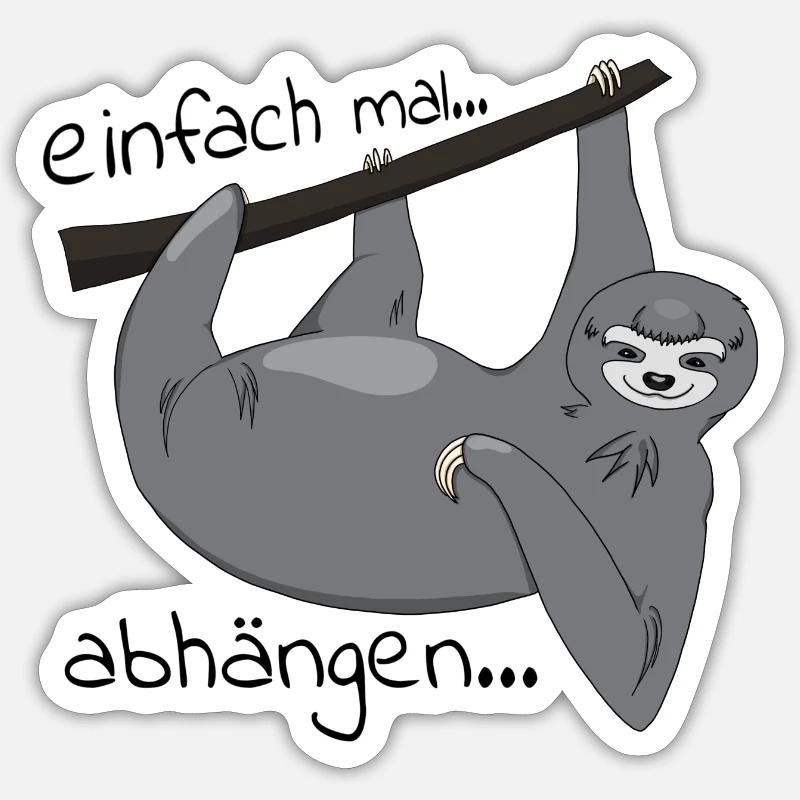 Faultier "einfach mal abhängen" - Sticker Größe S (10 x 10 cm) - Mattweiß