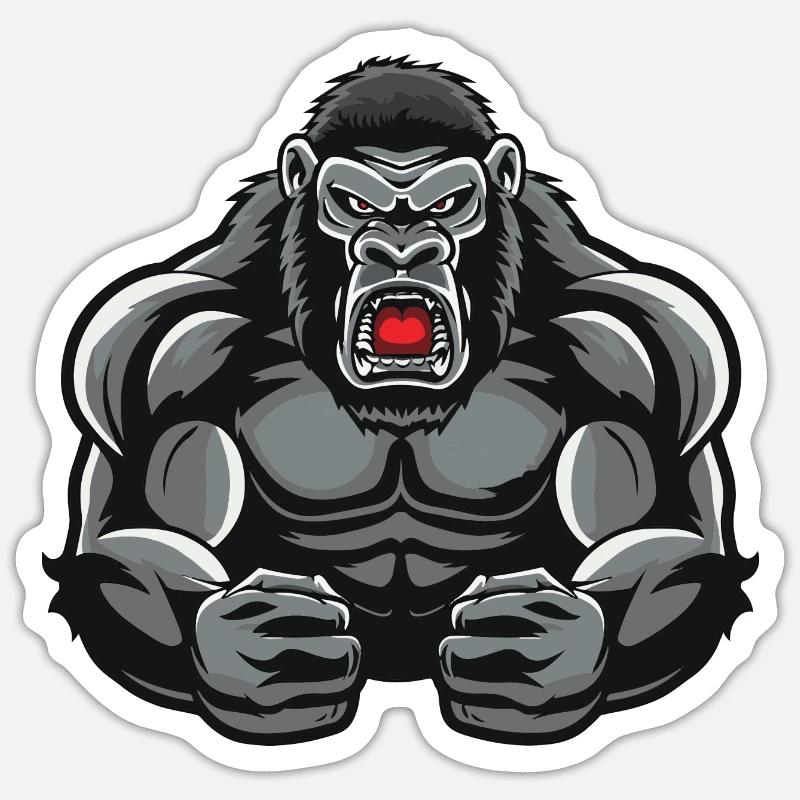 Gorilla Muscles Bodybuilding - Sticker size S (10 x 10 cm) - white matte