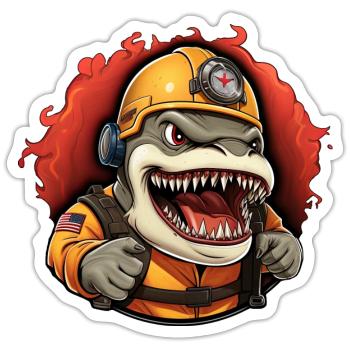 Shark Fire Brigade - Sticker size S (10 x 10 cm) - white matte - Front