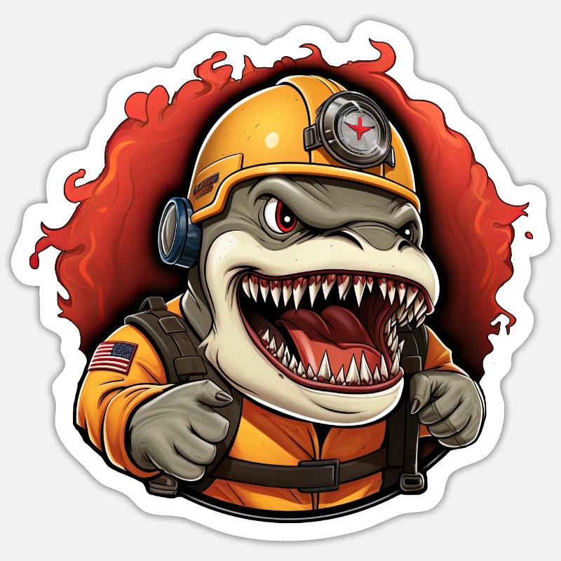 Shark Fire Brigade - Sticker size S (10 x 10 cm) - white matte