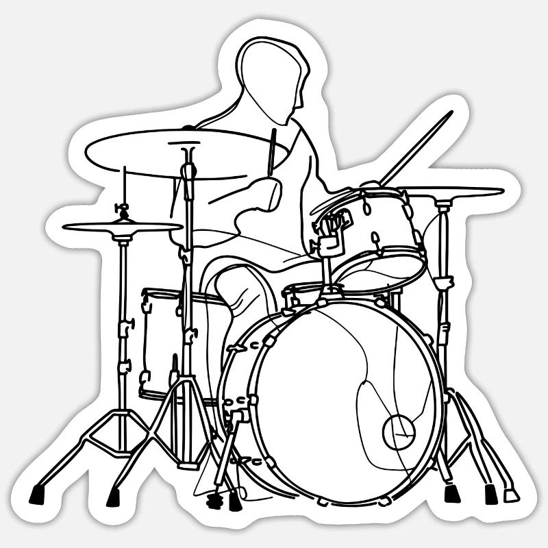 Drummer Drawing Sticker size S (10 x 10 cm)
