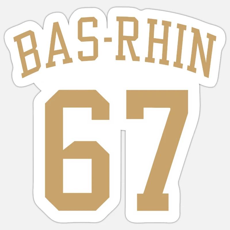 Bas Rhin 67 - Sticker taille S (10 x 10 cm) - blanc mat