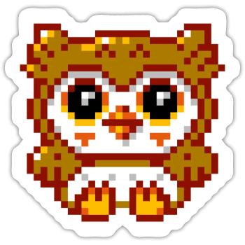 8bit Owl - Sticker size S (10 x 10 cm) - white matte - Front