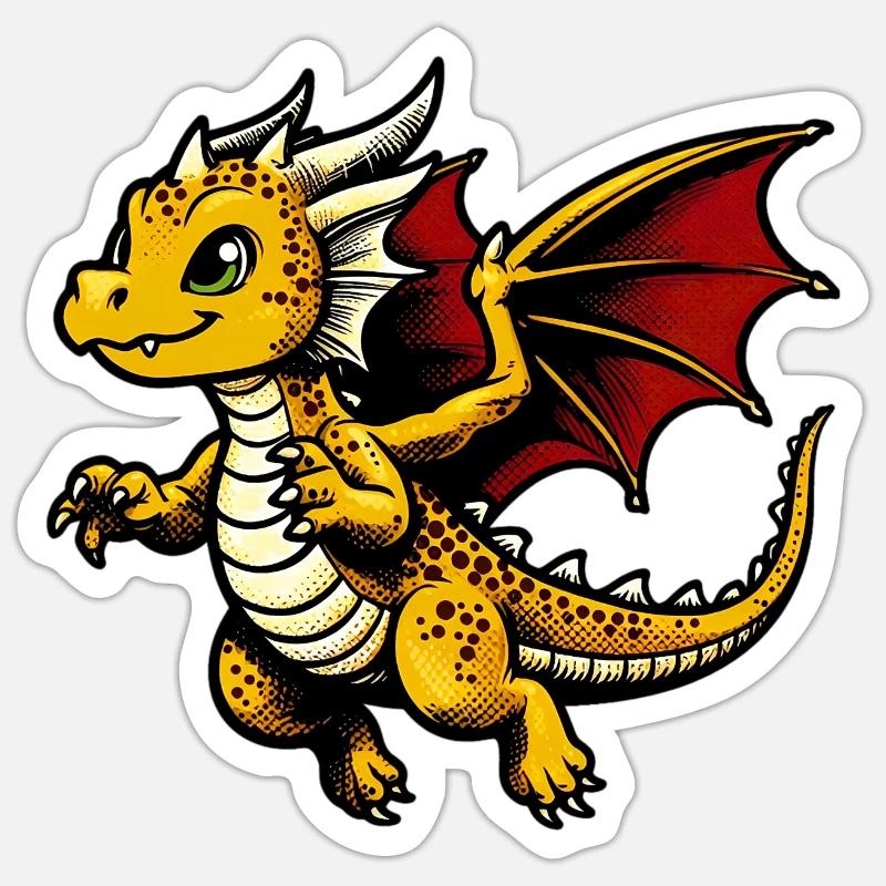 Dragon - Sticker taille S (10 x 10 cm) - blanc mat