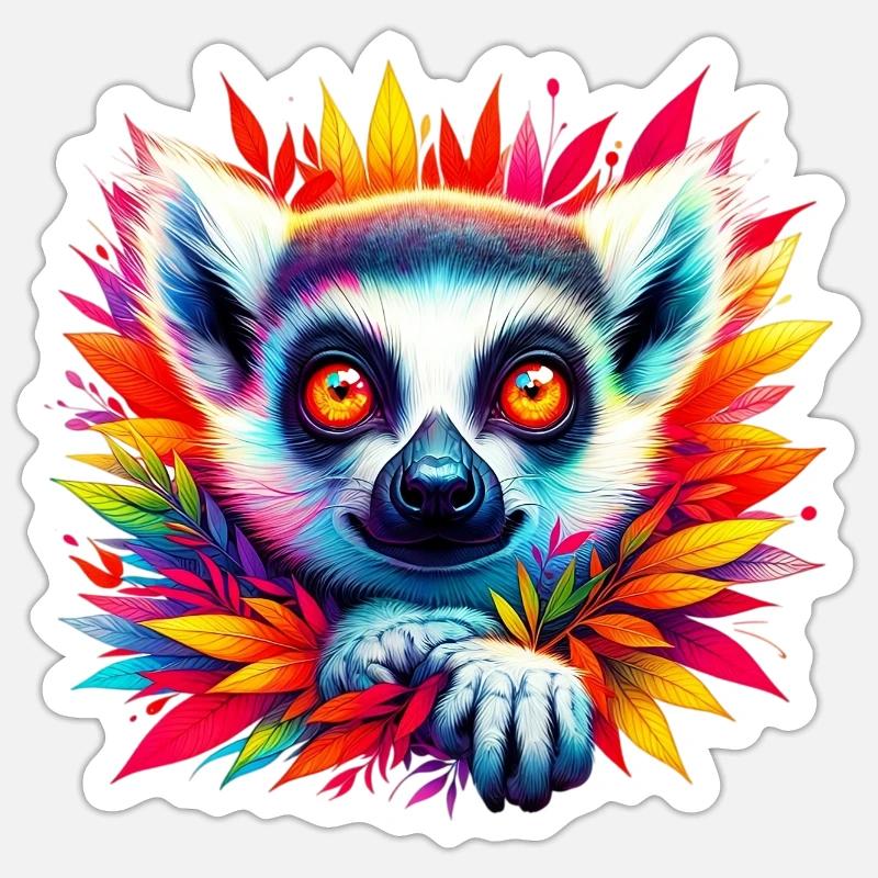Lémurien - Sticker taille S (10 x 10 cm) - blanc mat