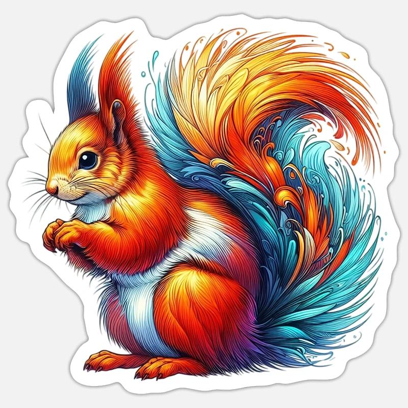 Eichhörnchen - Sticker Größe S (10 x 10 cm) - Mattweiß