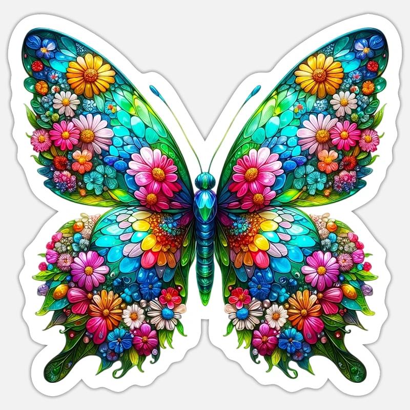Schmetterling - Sticker Größe S (10 x 10 cm) - Mattweiß