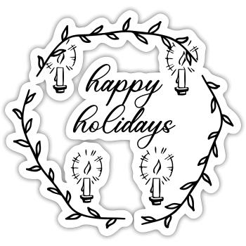 Advent Advetskranz Happy Holidays - Sticker size S (10 x 10 cm) - white matte - Front