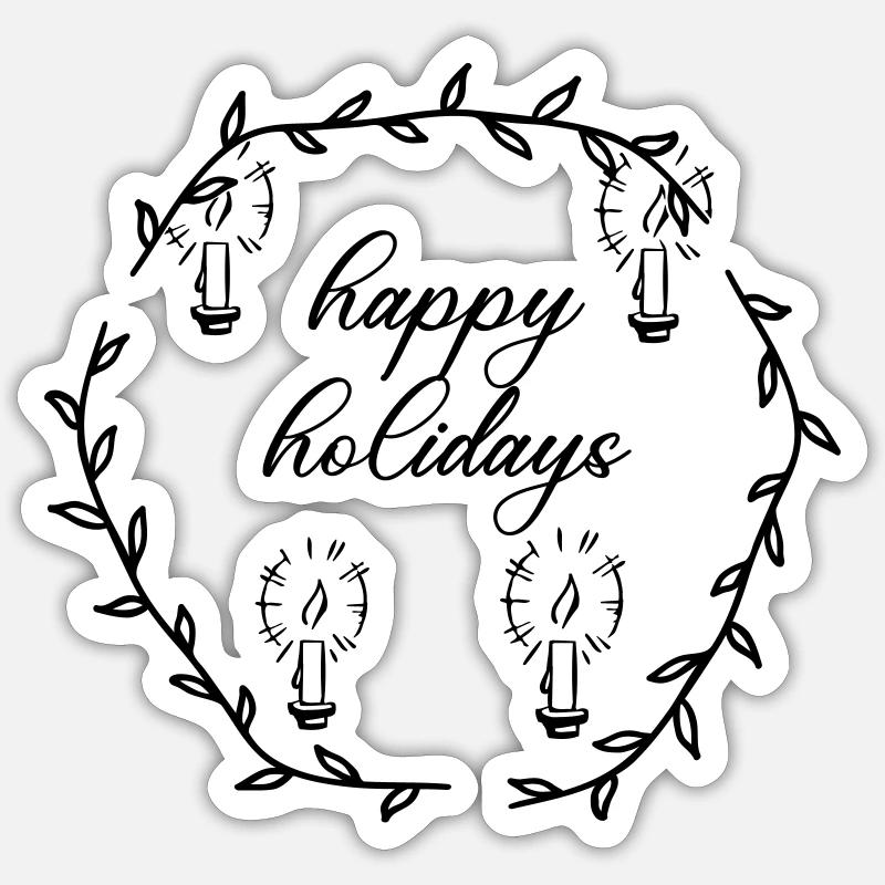 Advent Advetskranz Happy Holidays - Sticker size S (10 x 10 cm) - white matte