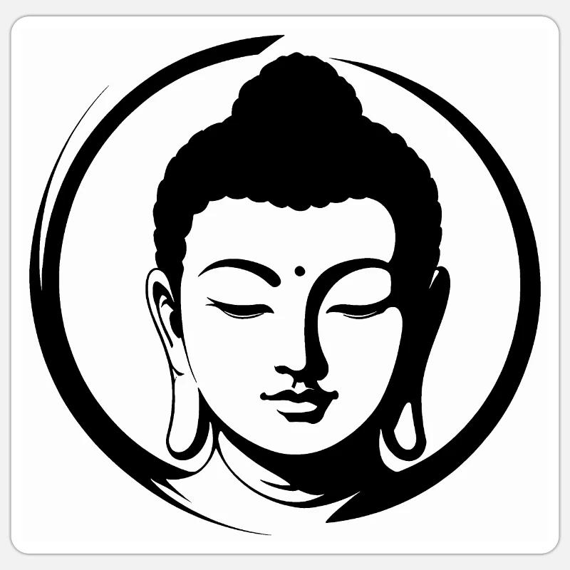 Buddha - Sticker Größe S (10 x 10 cm) - Mattweiß