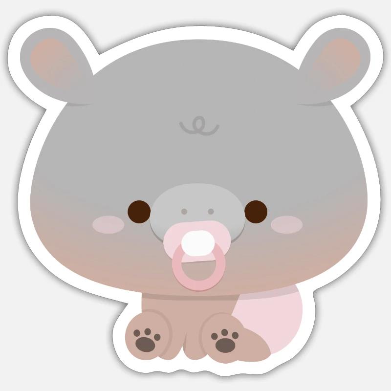 Moo Deng Bébé Hippopotame Pygmée Sticker taille S (10 x 10 cm)