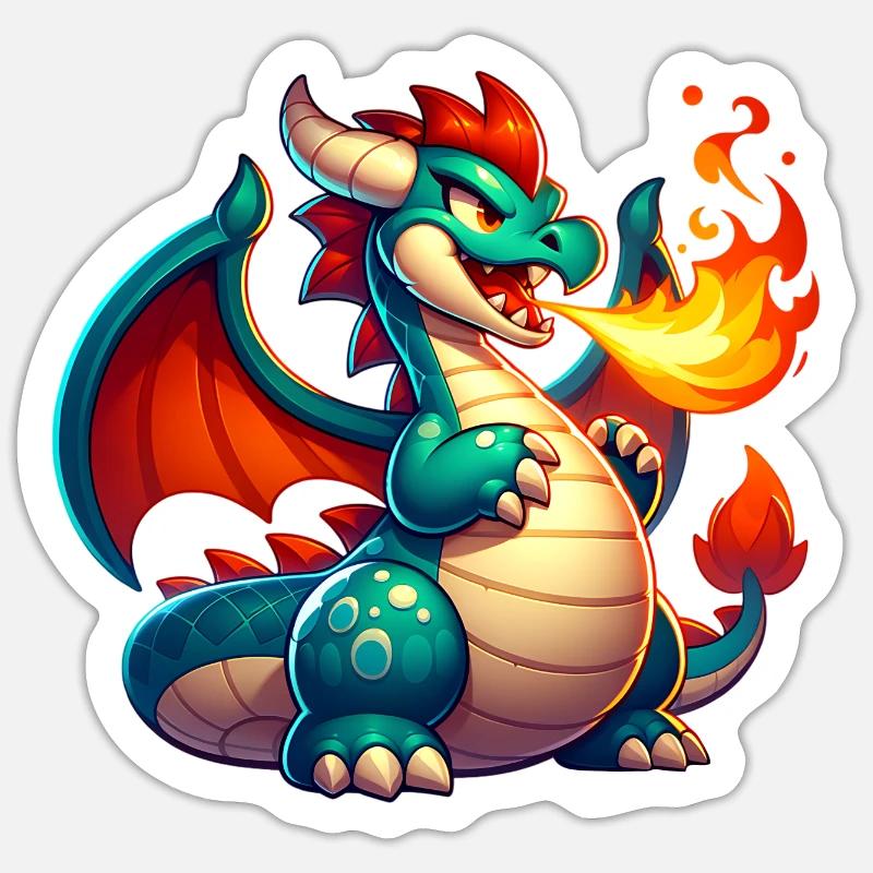 Dragon - Sticker taille S (10 x 10 cm) - blanc mat