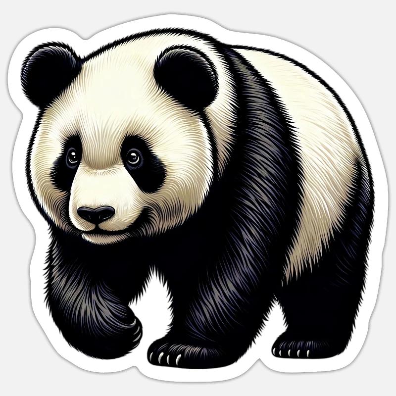 Panda - Sticker taille S (10 x 10 cm) - blanc mat