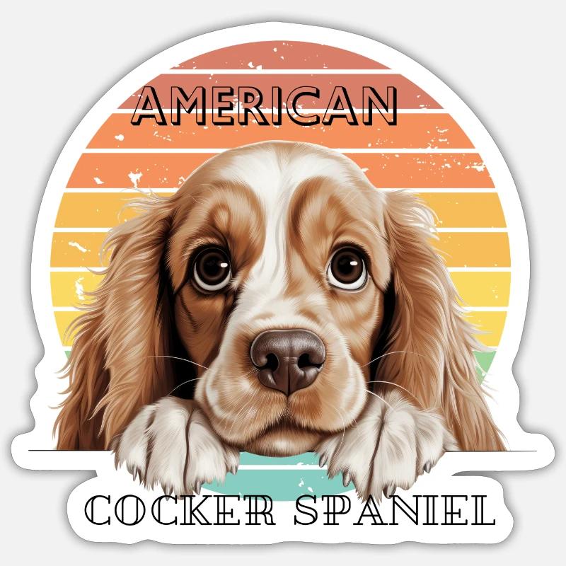 Cocker américain - Sticker taille S (10 x 10 cm) - blanc mat