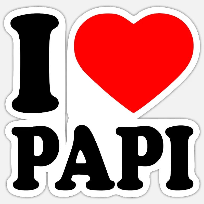 I love papi - Sticker Größe S (10 x 10 cm) - Mattweiß