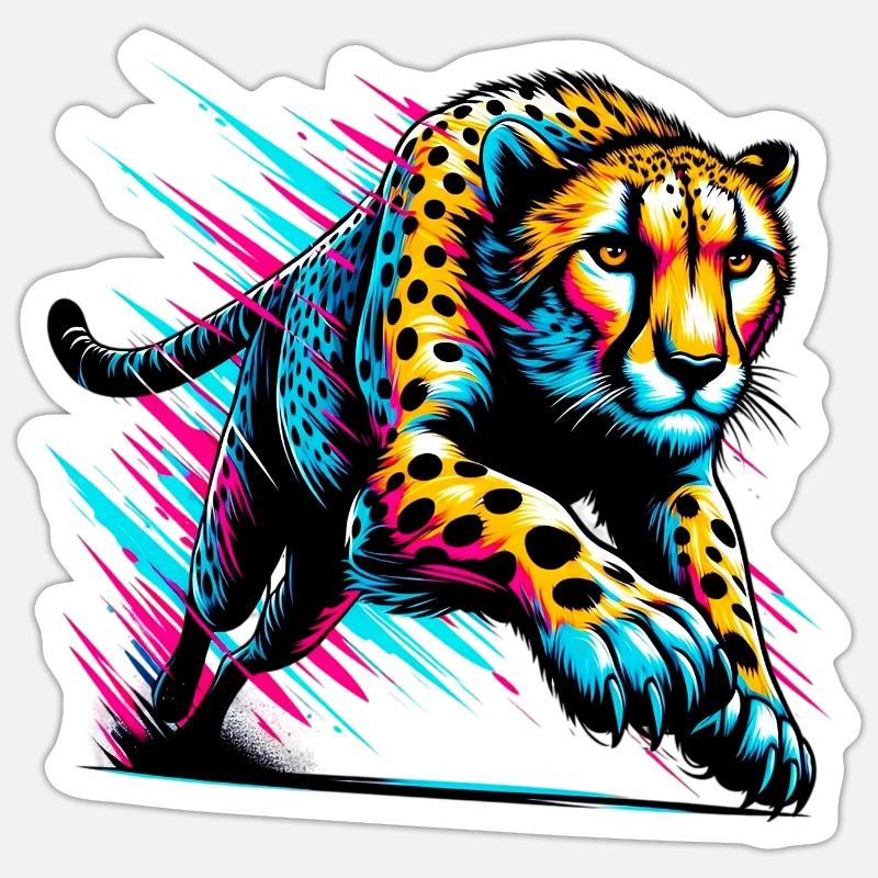 Guépard - Sticker taille S (10 x 10 cm) - blanc mat