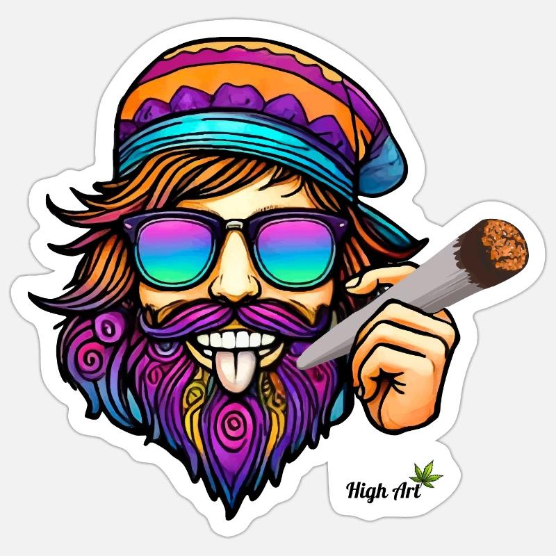 Kiffer Chillbert - High Art - Sticker Größe S (10 x 10 cm) - Mattweiß