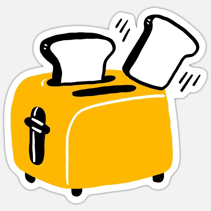 Toaster with Bread Comic Sticker size S (10 x 10 cm)