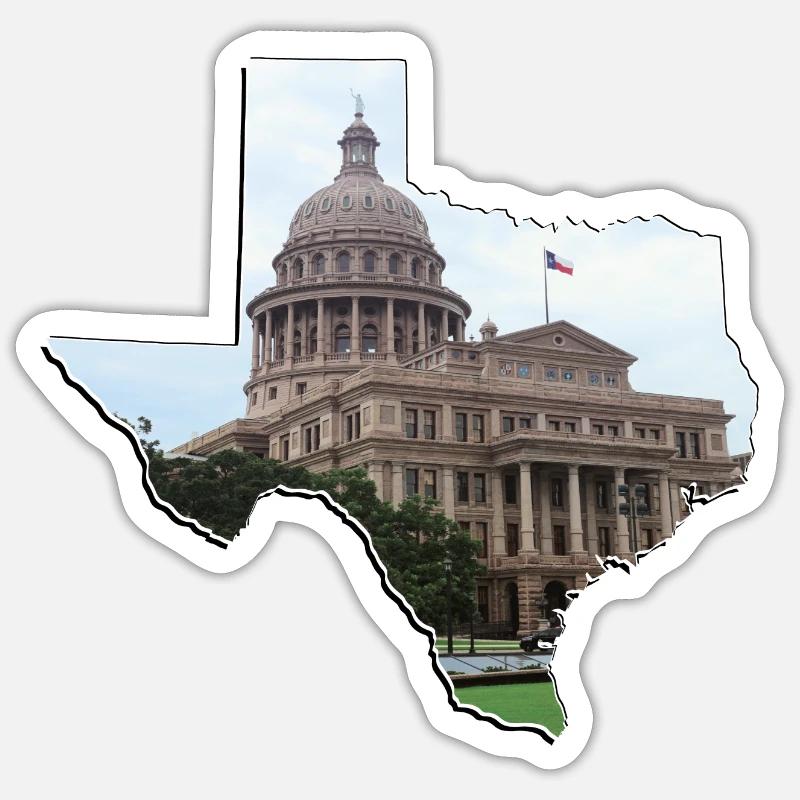 Texas State Capitol in Texas State Map Sticker size S (10 x 10 cm)