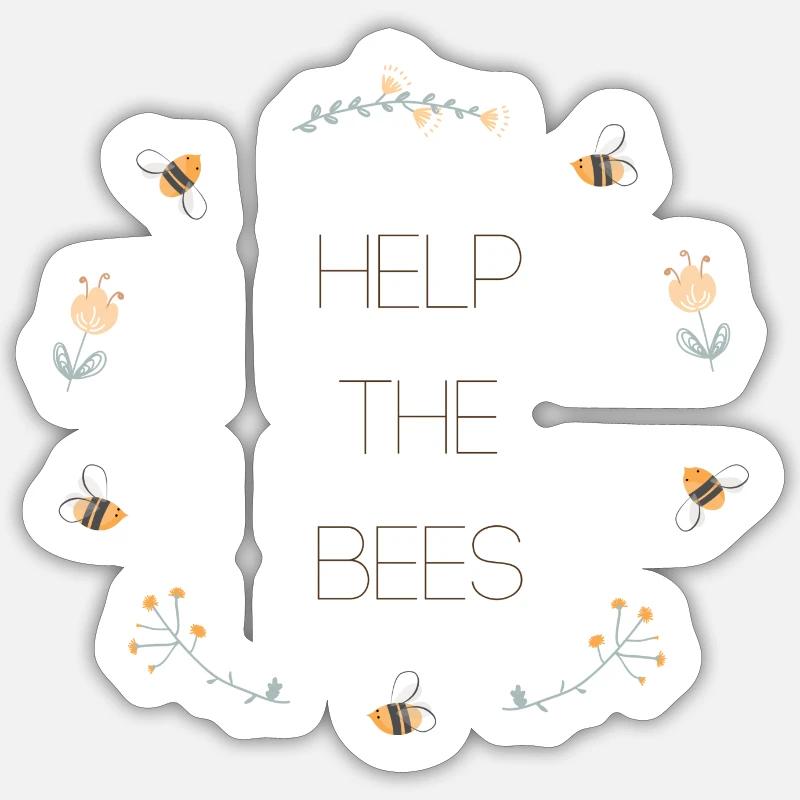 HelpTheBees - Sticker size S (10 x 10 cm) - white matte
