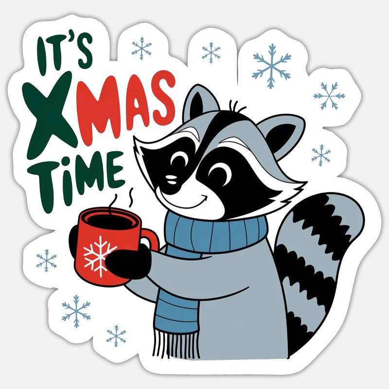 l'instant de noel - hiver mignon - Sticker taille S (10 x 10 cm) - blanc mat