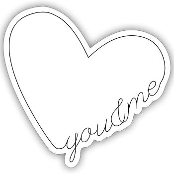 Herz Linie You and Me - Sticker Größe S (10 x 10 cm) - Mattweiß - Vorne