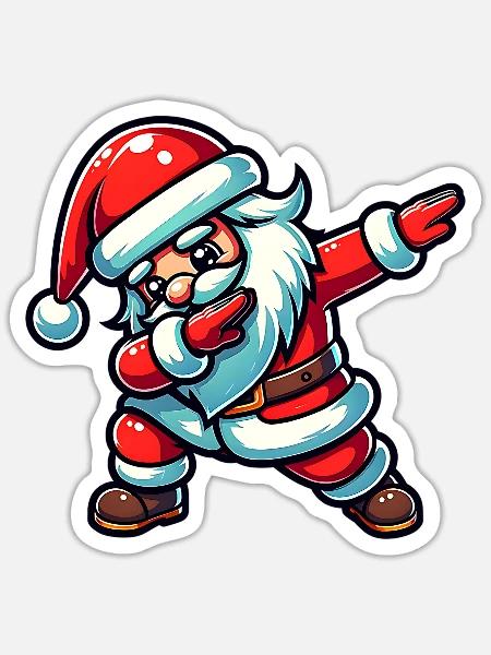 Dabbender Weihnachtsmann | Weihnachtsgeschenk - Sticker Größe S (10 x 10 cm) - Mattweiß