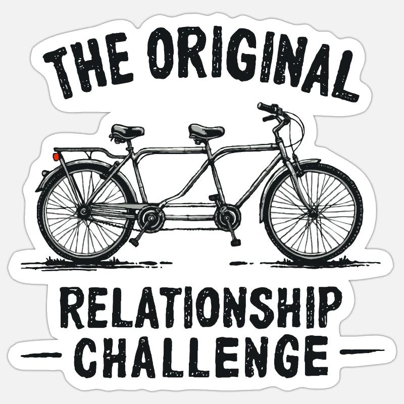Tandem Challenge Funny Bicycle Design - Sticker taille S (10 x 10 cm) - blanc mat
