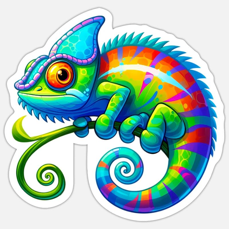 Chamäleon - Sticker Größe S (10 x 10 cm) - Mattweiß