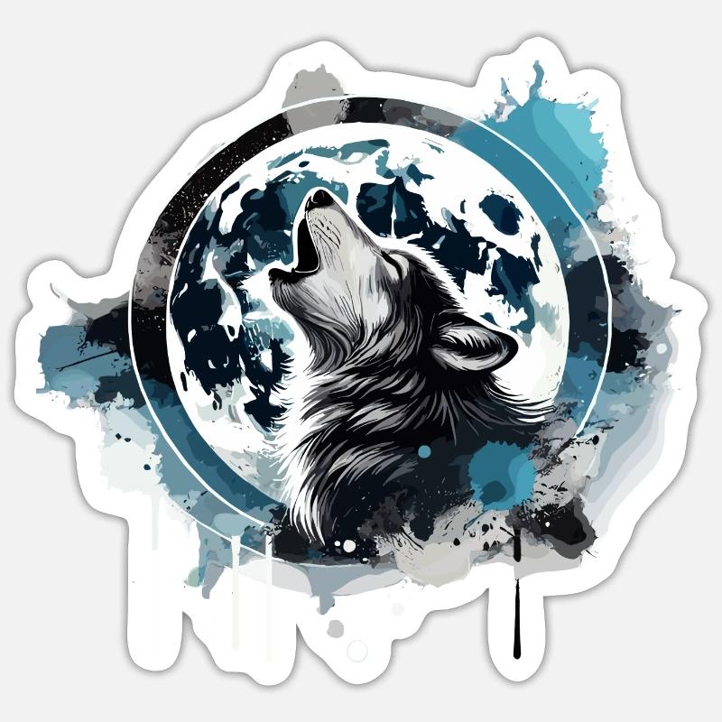 Heulender Wolf Sticker Größe S (10 x 10 cm)
