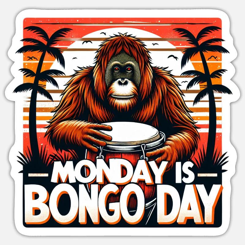 Bongo Drummers - Sticker size S (10 x 10 cm) - white matte