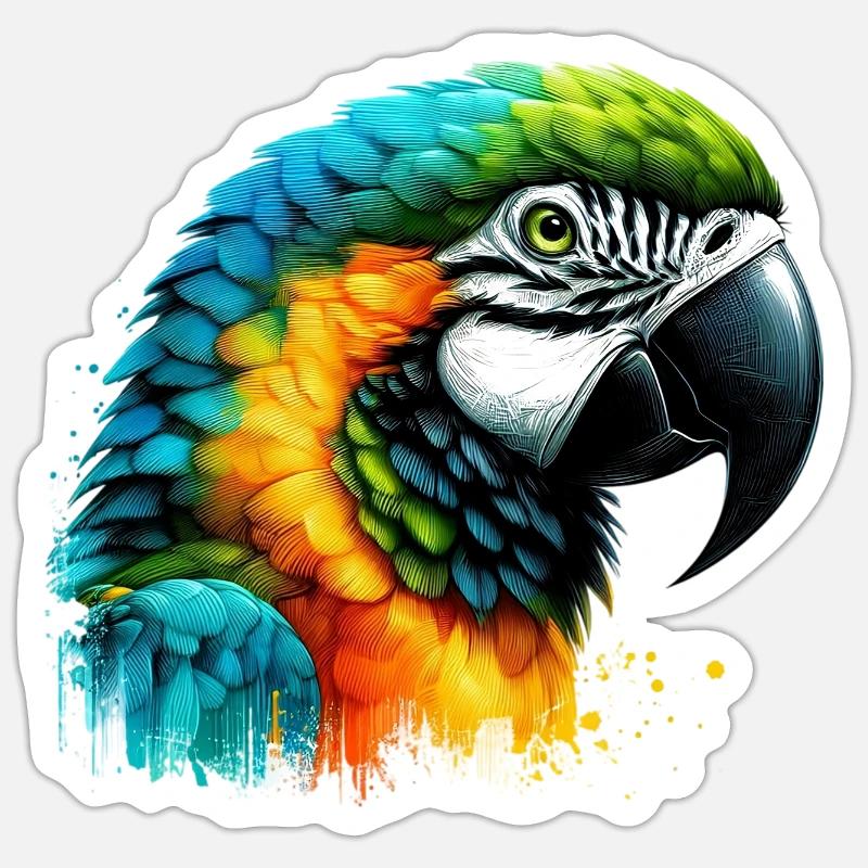 Perroquet - Sticker taille S (10 x 10 cm) - blanc mat
