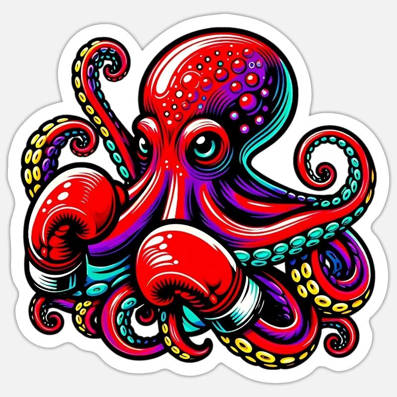Krake - Sticker Größe S (10 x 10 cm) - Mattweiß