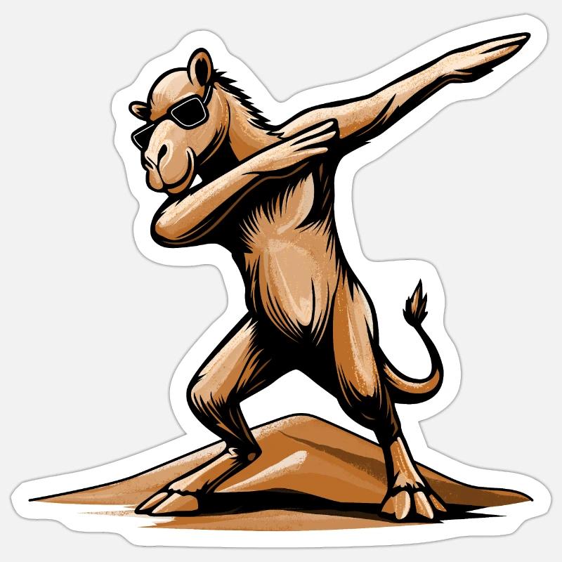 Dabbing Camel. Flair arabe dans le désert de Dubaï Sticker taille S (10 x 10 cm)