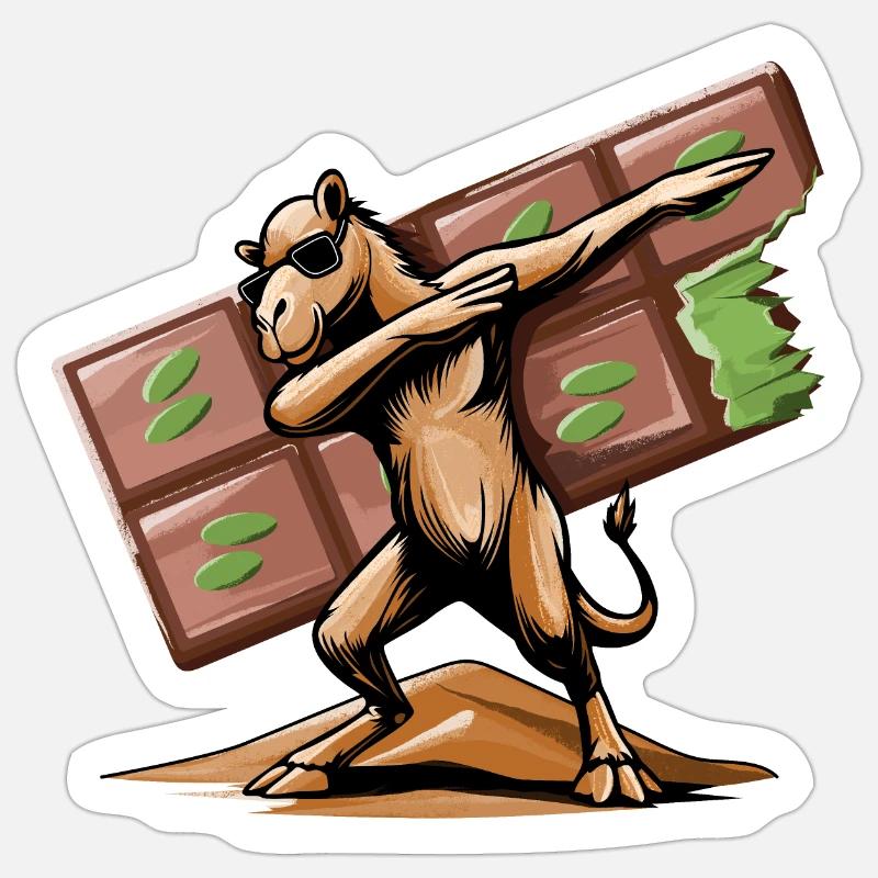 Dabbing Dromadary & Chocolat de Dubaï Sticker taille S (10 x 10 cm)