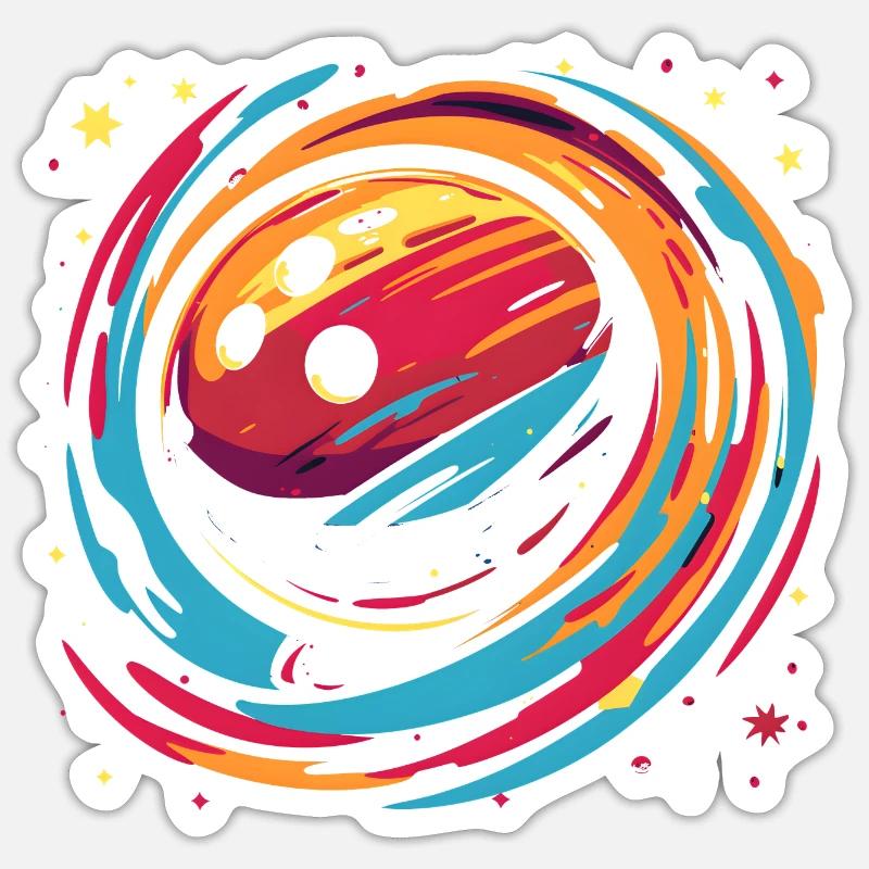 Boule de bowling rétro Sticker taille S (10 x 10 cm)