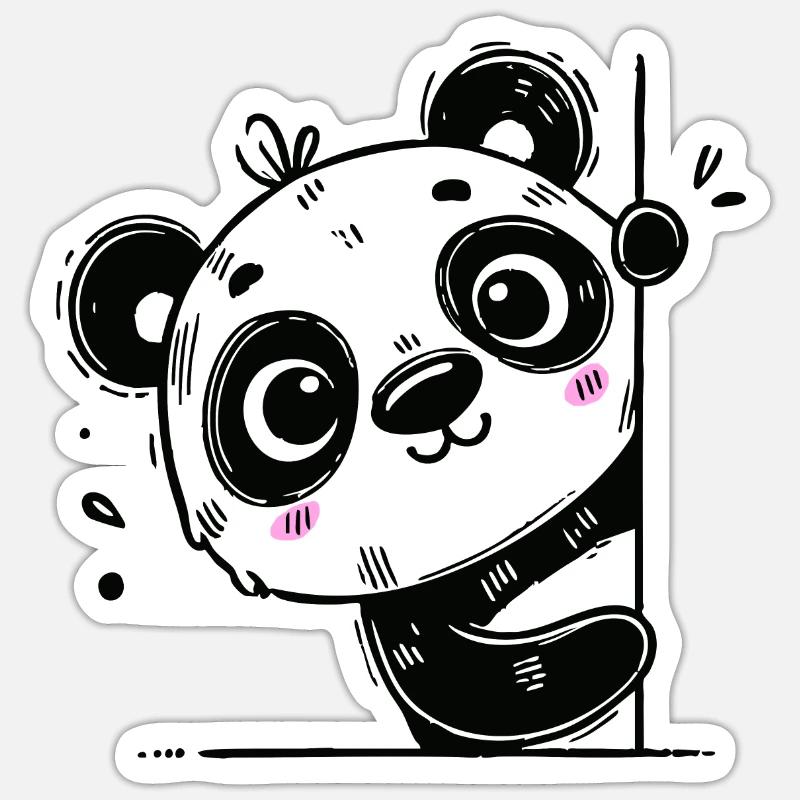 Cute panda looking around the corner Sticker size S (10 x 10 cm)