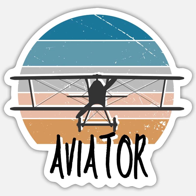 Aviator Flugzeug Pilot Pilotin Sticker Größe S (10 x 10 cm)
