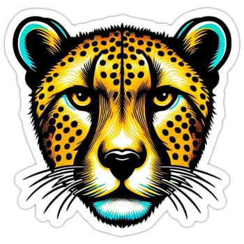 Guépard - Sticker taille S (10 x 10 cm) - blanc mat - Devant