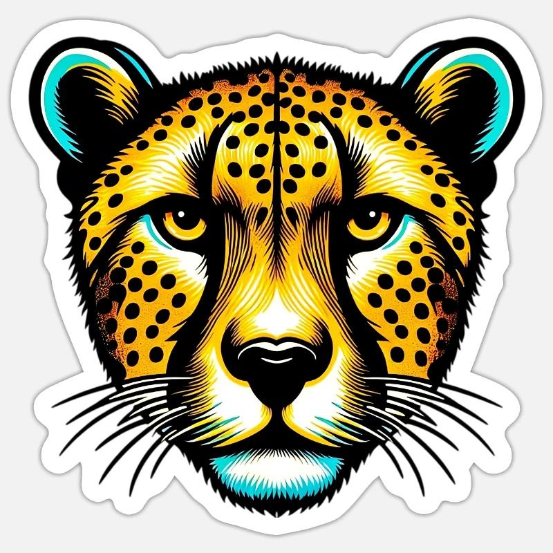 Guépard - Sticker taille S (10 x 10 cm) - blanc mat