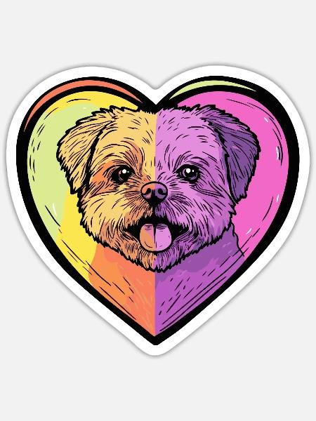 Chow Chow Hund Herz Love - Sticker Größe S (10 x 10 cm) - Mattweiß